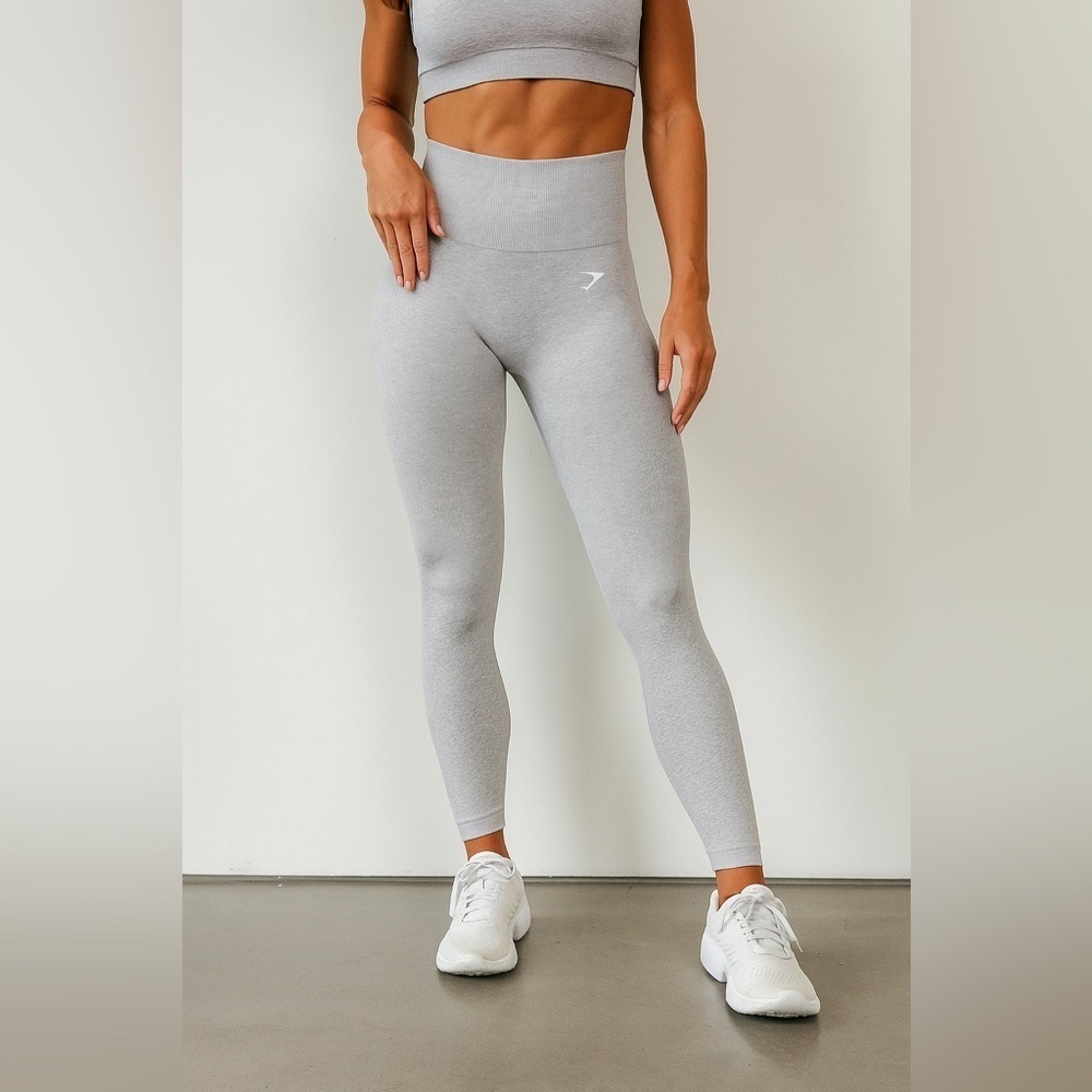 NWT Gymshark Vital Seamless Leggings Small Light Gray Marl High Waisted Sporty